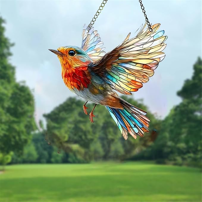 Hummingbird Suncatchers for Windows Hanging Garden Suncatcher Acrylic Window Hanging Panels Decor Gifts for Mom Friend Grandma Wife Housewarming Birthday Home 7.87 * 7.87inc/20 * 20cm