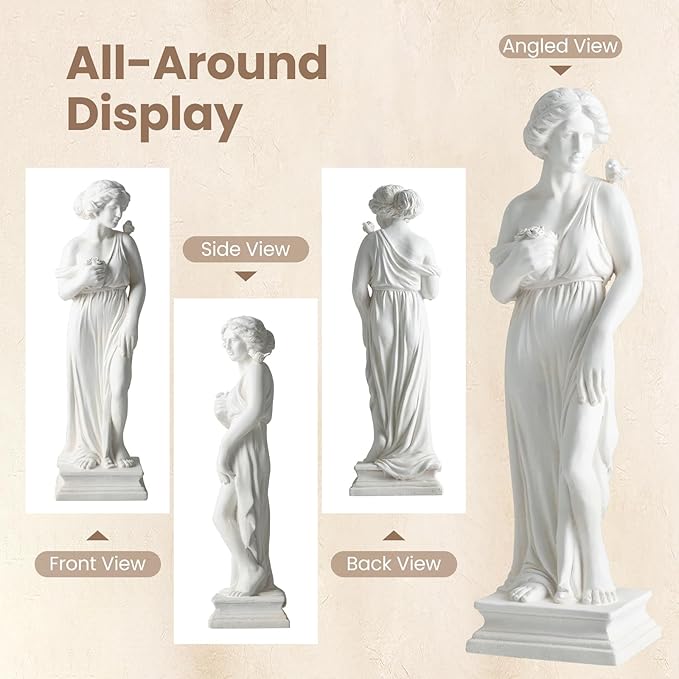 Giantex 31.5" Greek Goddess Statue with Bird, Roman Style Outdoor Garden Statue, Mythology Sculpture with Antique Finish, Weather-Resistant Magnesium Oxide Yard Decor for Patio, Lawn, Courtyard
