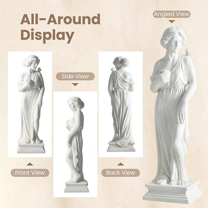 Giantex 31.5" Greek Goddess Statue with Bird, Roman Style Outdoor Garden Statue, Mythology Sculpture with Antique Finish, Weather-Resistant Magnesium Oxide Yard Decor for Patio, Lawn, Courtyard