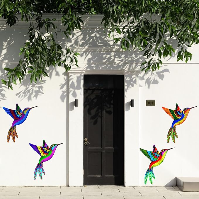 Metal Hummingbird Wall Decor, Colorful Outdoor & Indoor Humming Bird yard wall art Decoration. Ideal for Patio, Fence, Garden, Living Room & Balcony Decor- Hanging Ornaments to Elevate Your Space
