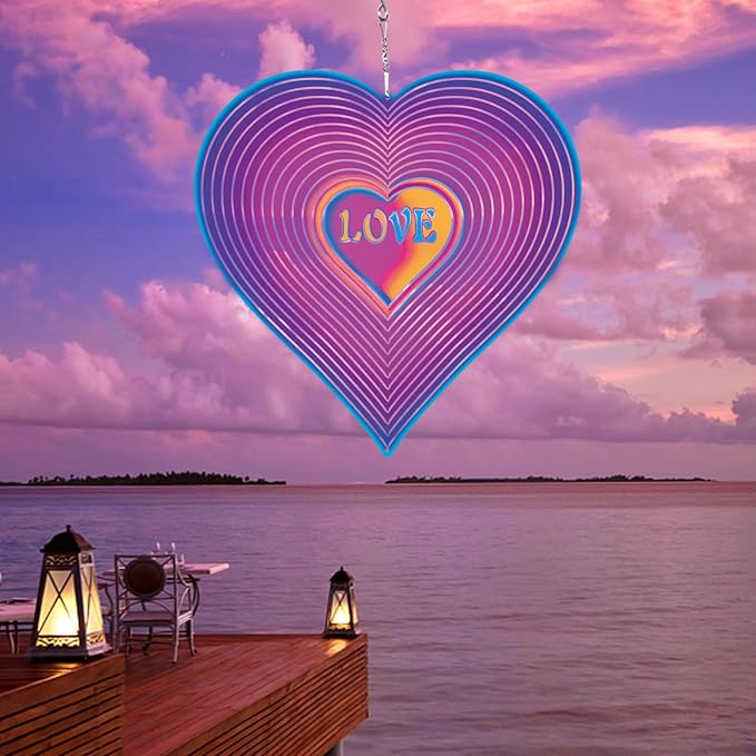 Heart Gifts for Mom, Moms Wind Spinners, Mother's Day Best Gift for Mom, Mother Birthday Gift from Daughter Son, Love Reminder Gifts for Mother's Day, Love Gifts for Outside, Purple, 12in