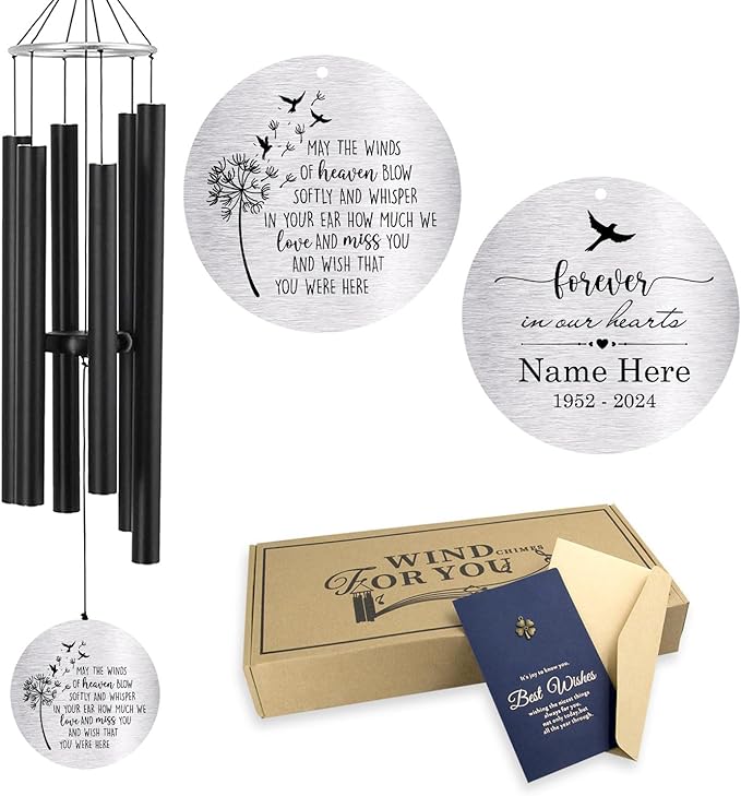 ASTARIN Personalized 30" Bereavement Wind Chimes for Outside, Memorial Gift in Remembrance of a Loved One, Sympathy Gift for Loss of Mother Father Husband, Garden Patio Decor