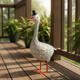 Porch Goose Garden Statue, Solar Metal Goose Yard Statue, 20 Inches High Geese Decoration, Garden Decor for Outside, Outdoor Goose Figurine for Patio, Porch, Yard, Lawn Ornament, Garden goose Gift