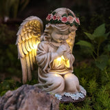 Choies Angel Gifts for Mom Grandma Granny Aunts,Birthday Sympathy Memorial Gifts,Solar Praying Angel Figurines for Outdoor Garden,Yard,Cemetery,Grave Decoration