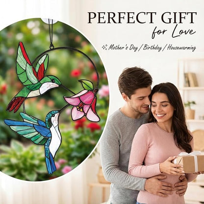 Hummingbird Gifts for Women, Hummingbird Sun Catcher for Window Hanging, Mothers Day for Mom Grandma Bird Lovers, Spring Suncatcher Garden Decor for Indoor Outdoor Windows(2)