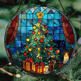 Christmas Tree Colorful Ornaments Hanging Acrylic Suncatcher Stained Glass Effect Window Car Hanging Christmas Ornament Indoor Outdoor Decor Garden Sun Catcher Panel for Women Mom Grandma