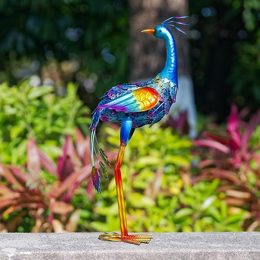 Metal Peacock Garden Decor Outdoor Statue, Peacock Yard Art Sculptures Outside Decoration for Home Patio Lawn Backyard, Gift for Women Moms Grandma