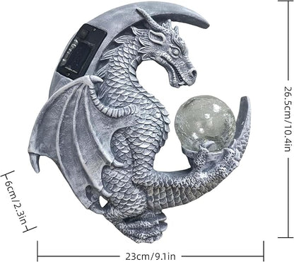 Dragon Tree Hugger Solar Magic Orb Garden Statue Dragon Solar LED Lights Decor Sun Moom for Your Patio Balcony Porch Yard for Mom Grandma