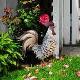 Rooster Garden Statue,12 in 2D Graphic Design Metal Rooster Decor Garden Statue with Stakes,Standing Small Metal Chicken Yard Decor Figurines,Patio Backyard Lawn Home Chicken Sculpture(Not 3D)