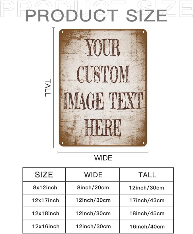 Aluminum Custom Metal Signs - Outdoor & Indoor - Office, Home Decor - Retro, Vintage, Rustic - 18x12in
