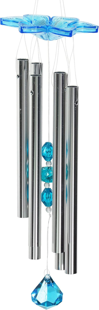 Exhart Wind Chimes, Solar Angel Wind Chime with Metal Wings, 13 LED Firefly Lights, Blue Acrylic Large Lawn and Yard Decoration, 6.5 x 4 x 42 Inch