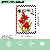 IVN Welcome Garden Flag 12x18 Inch Double Sided Spring Summer Garden Yard Flags Red Amaryllis Flowers Bees Decorative Small Flags for Outdoor Seasonal Front Door Lawn Porch Patio Decor Yard Flag