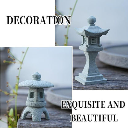 Saihisday 6pcs Miniature Asian Decor, Japanese Lantern Style, Chinese Pagoda Statue for Fish Tank Aquarium Ornament Decor Bonsai Micro Rockery Landscape Kit