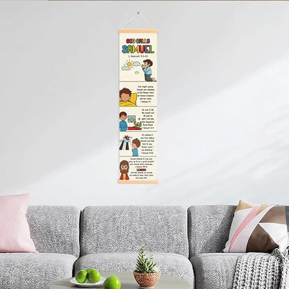 Bible Story Poster, God Calls Samuel, Decorative Hanging Banner, Church Activity Kids, Religious Artwork for Home Decor, Family Hanging of Scripture and Words Decorations 14