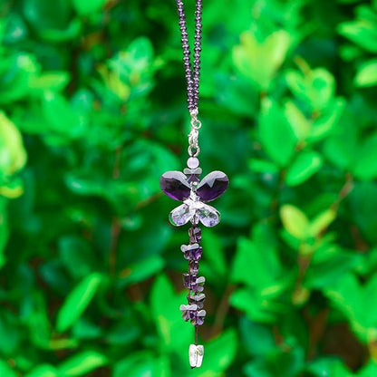 H&D HYALINE & DORA Car Charms Rear View Mirror Accessories,Crystals Ornaments Chandelier Crystals Hanging Prisms Fengshui Suncatcher Rainbow Pendant Maker Car Charm (Purple)