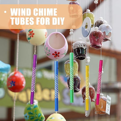 NUOBESTY 50pcs Wind Chime Tubes, Wind Chime Parts DIY Aluminum Hollow Tubes Replacement Windchime Kit Craft Supplies for Handicraft Enthusiasts for Patio, Garden, Outdoor, Home