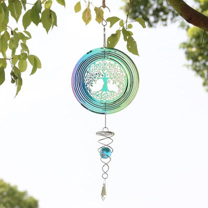 Phuryllic Wind Spinners Outdoor, Garden Decor, Bird Deterrents for Outside, 3D Metal Yard Decorations for Patio & Backyard, Unique Gardening Gifts for Women & Moms - Tree of Life