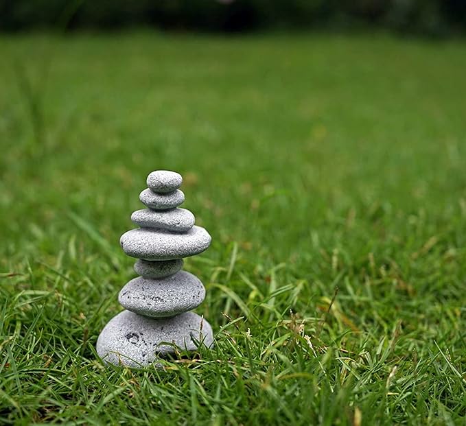 2 PCS Zen Stacking Stones, Handmade Rocks Statues Japanese Garden Decor, Office Relaxing Yoga Meditation Accessories (2 PCS)