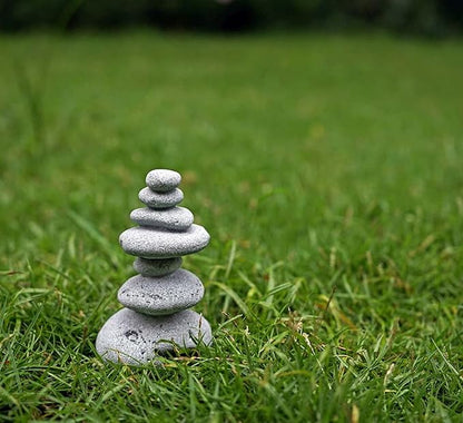 2 PCS Zen Stacking Stones, Handmade Rocks Statues Japanese Garden Decor, Office Relaxing Yoga Meditation Accessories (2 PCS)