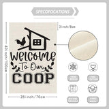Black Chicken Welcome to Our Coop Large House Flag Burlap 28X40 Inch Vertical Double Sided Outside Yard Holiday Outdoor Farmhouse Decoration