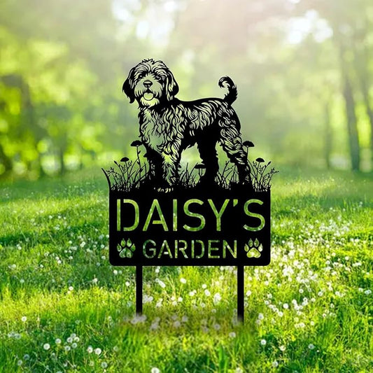 Custom Spanish Water Dog Metal Memorial Garden Stake Personalized Pet Grave Marker Name Sign Remembrance Stake Decor Sympathy Dog Loss,Outdoor Statues for Yard Garden Lawn Patio Pathway Grave.