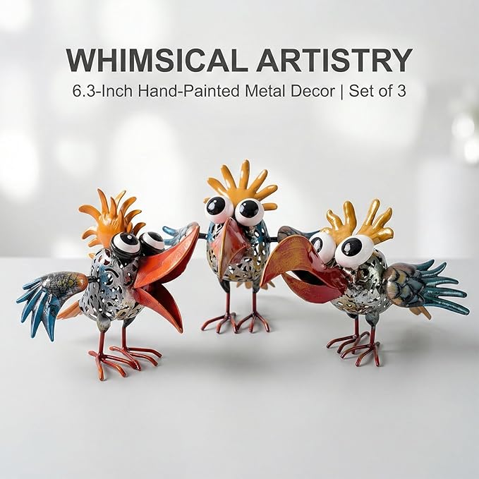Outdoor Weird Metal Rooster Yard Rooster Decoration Garden Statue Chicken Statue Metal Chicken Outdoor Decoration Yard Housewarming Gift Yard Art Outdoor and Garden (Classic)