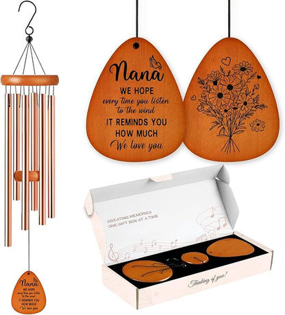 Gifts for Nana, Wind Chimes for Nana, Mother's Day Best Gift for Nana, Heartfelt Birthday Present from Grandkids, Unique Gifts Ideas for Mothers Day, Thanksgiving, Christmas, Festival (Rose Gold)