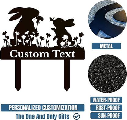 Personalized Metal Custom Garden Sculptures Statues, Yard Art,Shed, Flowerbed Decoration, Outdoor Decor, Animal Stake Pack, Cat Kitty Rabbit Bunny Dog Puppy Flower Metal Signs (Rabbit A)