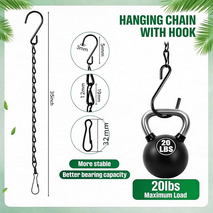 EBOOT 2 Pcs Hanging Chain for Bird Feeders, Planters, Lanterns and Ornaments (35 Inch,Black)