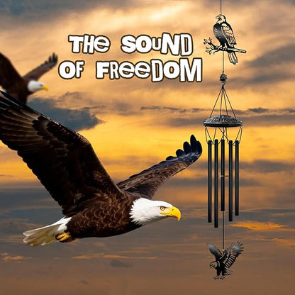 40" Large Bald Eagle Wind Chimes for Outside - Deep Soothing Tone Premium Metal Hanging Decor for Garden, Porch, Balcony. Perfect Housewarming Gift for New Home, Dad, Mom & Family