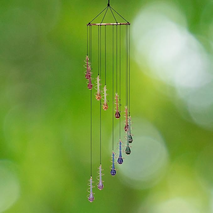 Red Carpet Studios Windchimes Spiral Wind Chime, 32" Long, Rainbow Teardrop