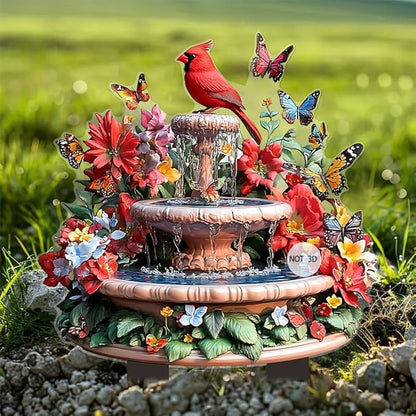 Hummingbird Flowing Water Garden Stake Decor, Butterfly Acrylic 2D Garden Decoration,Sculptures Ornament Garden Accessories for Outdoor Indoor Yard Lawn Pot Plants (Style B)