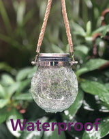 2 Pack Hanging Solar Powered LED Lights,Cracked Glass Ball Light, Waterproof Outdoor Christmas Decorative Lantern for Garden, Yard, Patio, Lawn (Colorful)