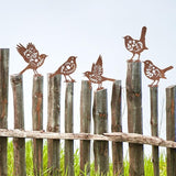 Pigort Metal Birds Fence Decoration,Yard and Garden Decor, Backyard Craft Statue Ornaments - Garden Sculptures and Yard Art