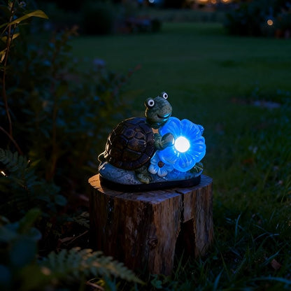 WYQF501 Solar Turtle Shoe Garden Statue with LED Light, Waterproof Outdoor Decor for Patio, Lawn, Terrace, Ideal Housewarming, Birthday and Mothers Day Gift
