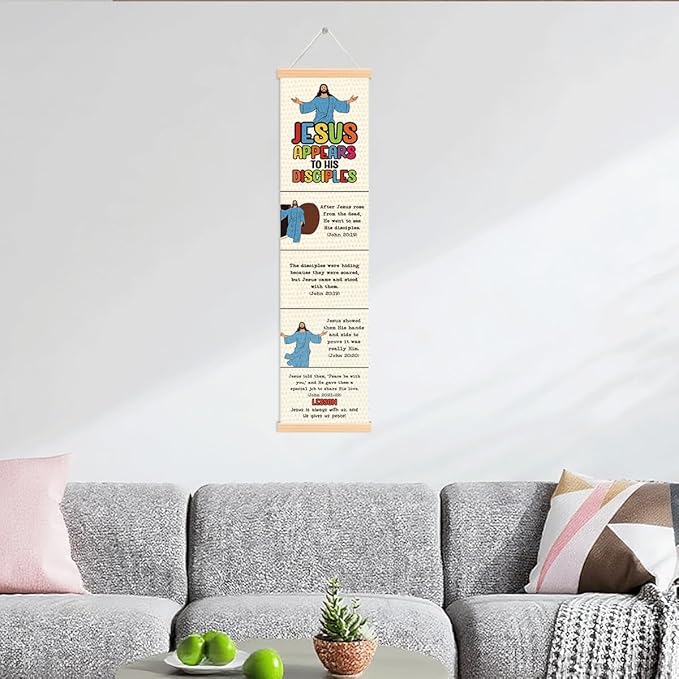 Jesus Appears to His Disciples Banner, Church Banner, Christian Rustic Hanging Door Flag, Farmhouse Decorations Outdoor Indoor, Church Activity Decor, Bible Lesson, Scripture and Words Decorations