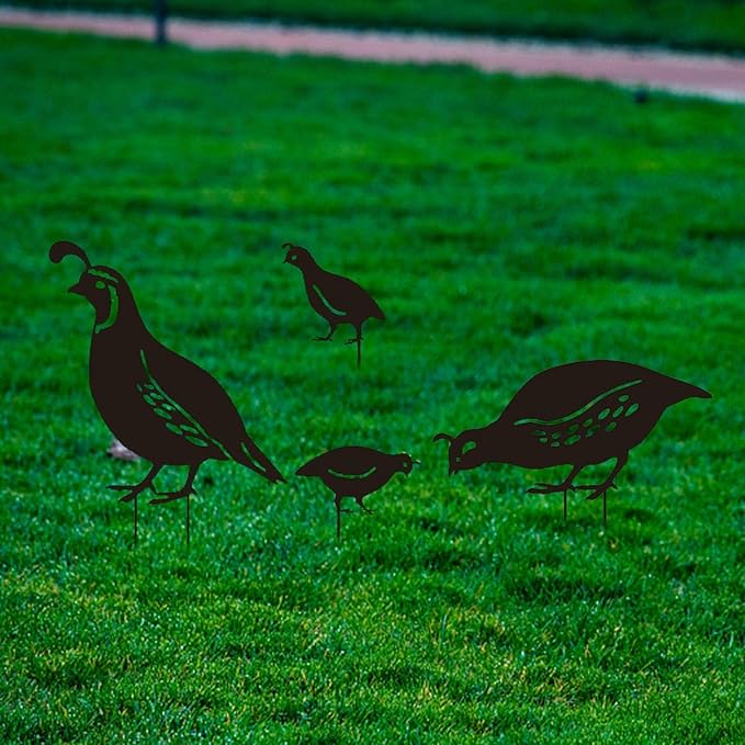 4Pcs Quail Animal Statue Garden Ornaments Yard Sign Quail Sculpture Easter Decors Garden Stakes Photographic Props Garden Decor for Outdoor