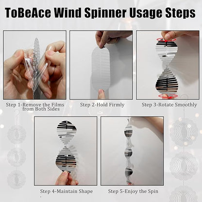 Stainless Steel Bird Deterrents for Outside Patio, Reflective 3D Bird Scare Devices Wind Spinners Outdoor Decor, Woodpecker Deterrent Bird Reflectors to Keep Pigeon Crow Away House Yard Window Porch