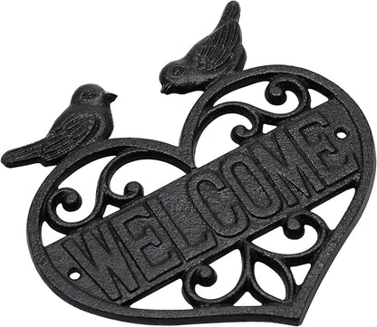 MOLIGOU Cast Iron Welcome Sign, Wall Mount Welcome Plaque, Bird Welcome Sign for Front Door, Porch, Entryway