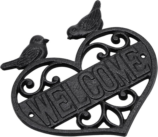 MOLIGOU Cast Iron Welcome Sign, Wall Mount Welcome Plaque, Bird Welcome Sign for Front Door, Porch, Entryway