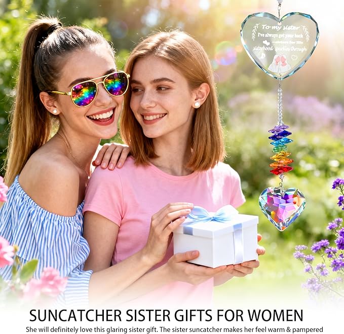 Sister Gifts, Birthday Gifts for Sister, Crystal Suncatcher, Window Hanging Home Decoration, Unique Gift for Sister Birthday