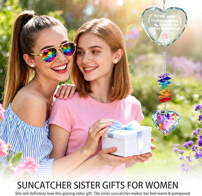 Sister Gifts, Birthday Gifts for Sister, Crystal Suncatcher, Window Hanging Home Decoration, Unique Gift for Sister Birthday