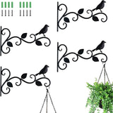JIALAI HOME Hanging Plants Bracket 12" Bird Planter Outdoor Hooks Hangers for Flower Baskets Pot Bird Feeder Wind Chimes Lanterns Patio Garden Outdoor Indoor Metal Black, 4 Packs