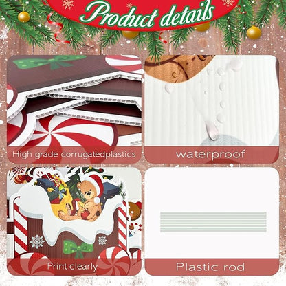 5Pcs Train Christmas Decorations Outdoor, X-mas Train Yard Signs with 8 Stakes, Gingerbread Xmas Tree Lawn Signs, Waterproof Christmas Yard Decorations Outdoor