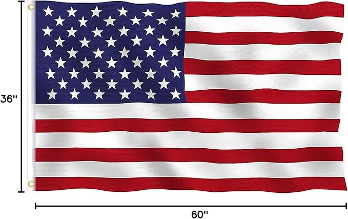 American Flag 3x5 Ft, American Flags for Outside 3x5, US Flag with Bright Color, Brass Grommets & Fade Proof Polyester for Outdoor Flying & Indoor Decor- Home, Garden, Porch