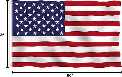 American Flag 3x5 Ft, American Flags for Outside 3x5, US Flag with Bright Color, Brass Grommets & Fade Proof Polyester for Outdoor Flying & Indoor Decor- Home, Garden, Porch