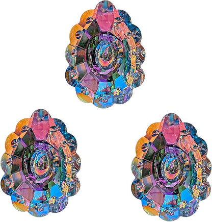 Crystal Prism DIY Suncatchers, 3PC AB Flower Prism Hanging Crystal for Windows, Chandeliers, Garden and Home Decor