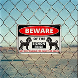 Beware Of The Dog Bichon Frise Sign Aluminum Metal Tin Signs Outdoor Yard Sign Warning Sign For Fence Yard Home Kitchen Farm Garden Wall Decor 8x12 Inch