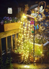 Solar Watering Can with Lights Outdoor Garden, 41in Large Bee Garden Stake Lights, Waterproof Decoration for Yard Lawn Pathway, Gifts for Mom Grandma Women Birthday Gardening Gift