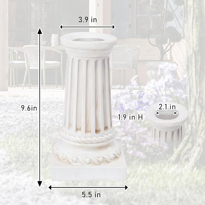 VCUTEKA Gazing Ball Stand, Roman Column Gazing Globe Stand for 8-10 Inch Garden Gazing Globe, Indoor/Outdoor Décor Accessories, White 9.6" H